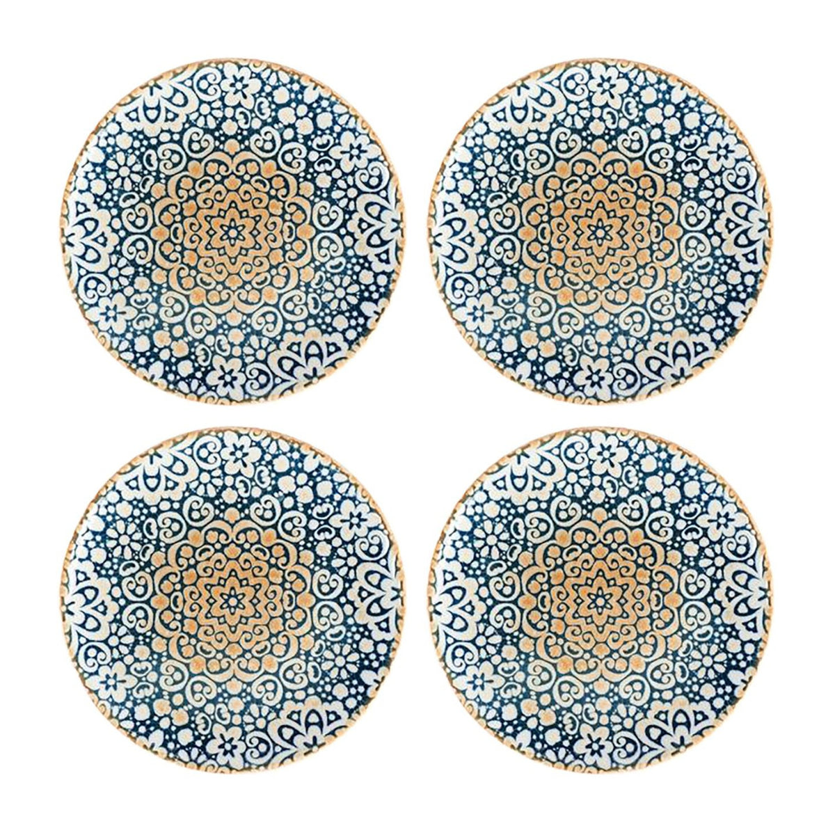 Bonna China Española dia.9"  Round Decorated Porcelain Plate (Set of 4)