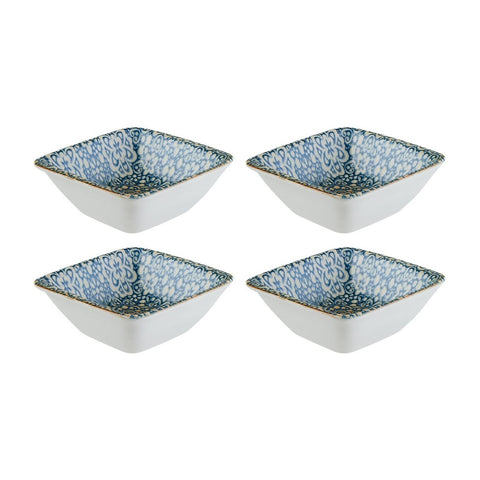 Bonna China Española 3.5" x 3.5" x h:1.25" 1 oz. Square Decorated Porcelain Ramekin (Set of 4)