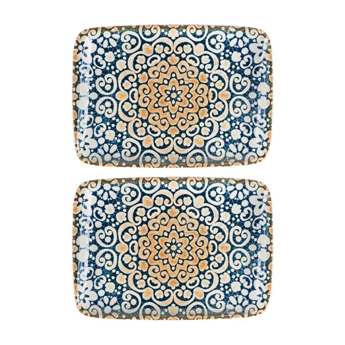 Bonna China Española 9" x 6"  Rectangular Decorated Porcelain Plate (Set of 2)