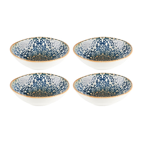 Bonna China Española 7" x 6.5" x h:2" 17 oz. Organic Decorated Porcelain Bowl (Set of 4)