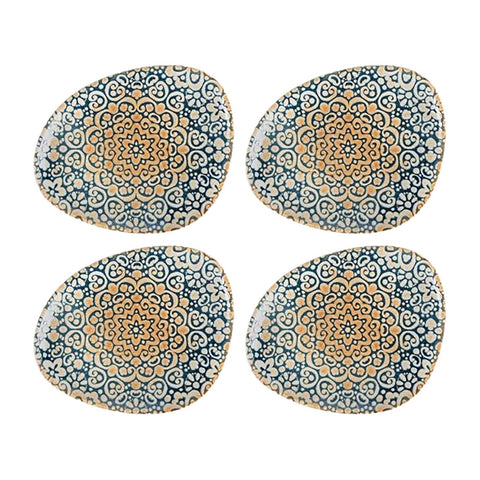 Bonna China Española 7.5" x 6"  Organic Decorated Porcelain Plate (Set of 4)