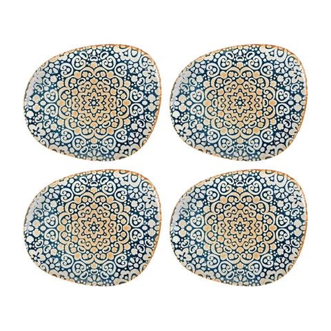 Bonna China Española 9.5" x 7.5"  Organic Decorated Porcelain Plate (Set of 4)