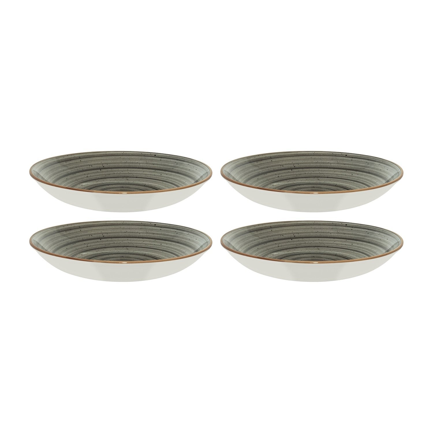 Bonna China Gris dia.9" h:2" 34 oz. Round Grey Porcelain Bowl (Set of 4)