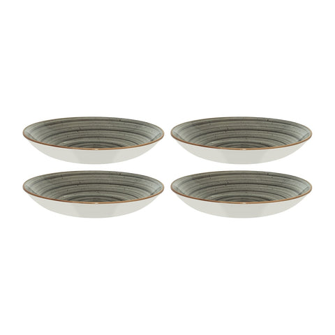 Bonna China Gris dia.9" h:2" 34 oz. Round Grey Porcelain Bowl (Set of 4)