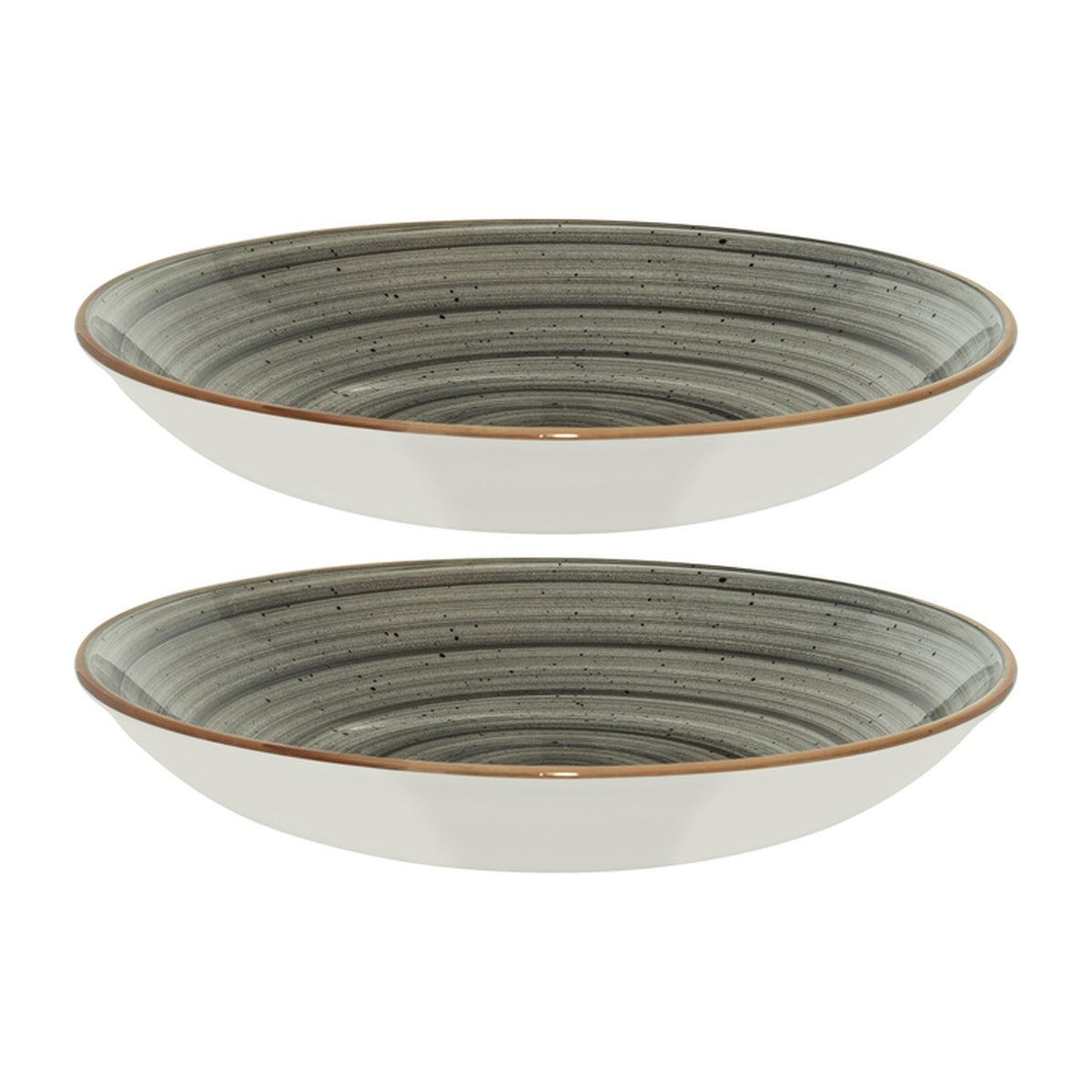 Bonna China Gris dia.11" h:2.5" 57 oz. Round Grey Porcelain Bowl (Set of 2)