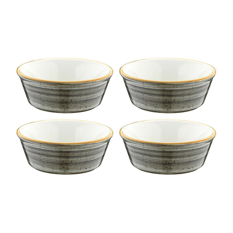 Bonna China Gris dia.4.75" h:1.75" 10 oz. Round Grey Porcelain Bowl (Set of 4)