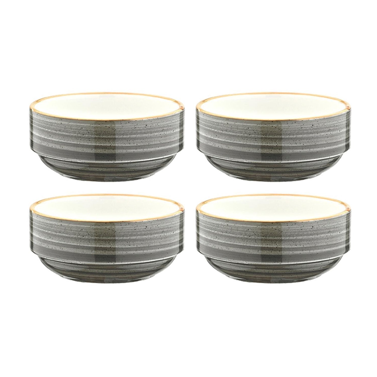 Bonna China Gris dia.5.5" h:2.5" 17 oz. Round Grey Porcelain Bowl (Set of 4)