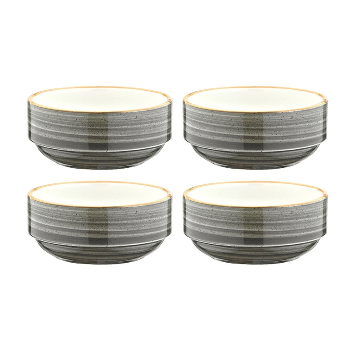 Bonna China Gris dia.5.5" h:2.5" 17 oz. Round Grey Porcelain Bowl (Set of 4)