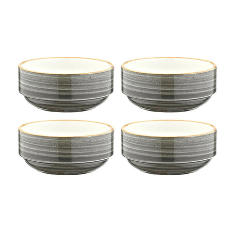 Bonna China Gris dia.5.5" h:2.5" 17 oz. Round Grey Porcelain Bowl (Set of 4)