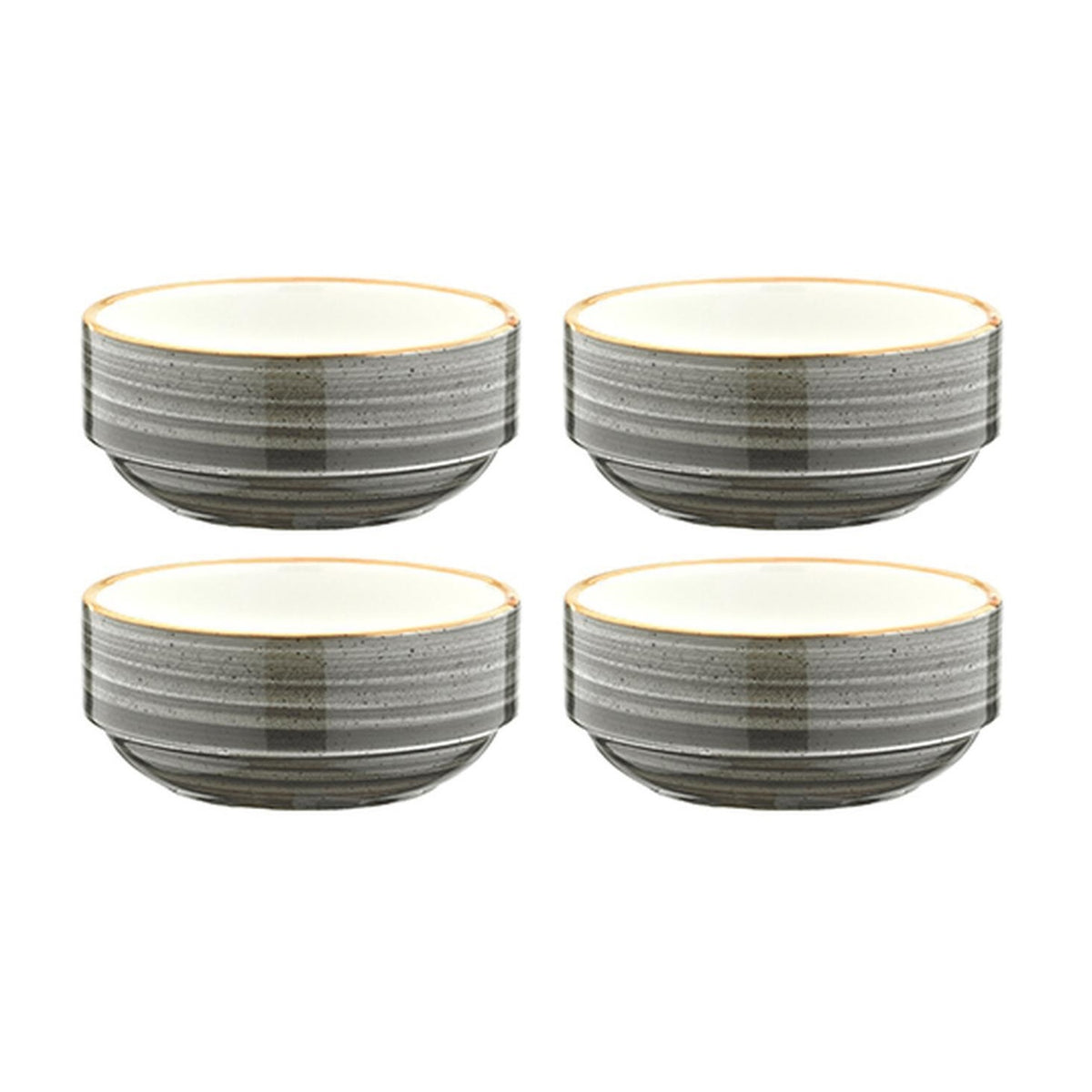 Bonna China Gris dia.3" h:1.5" 4 oz. Round Grey Porcelain Ramekin (Set of 4)