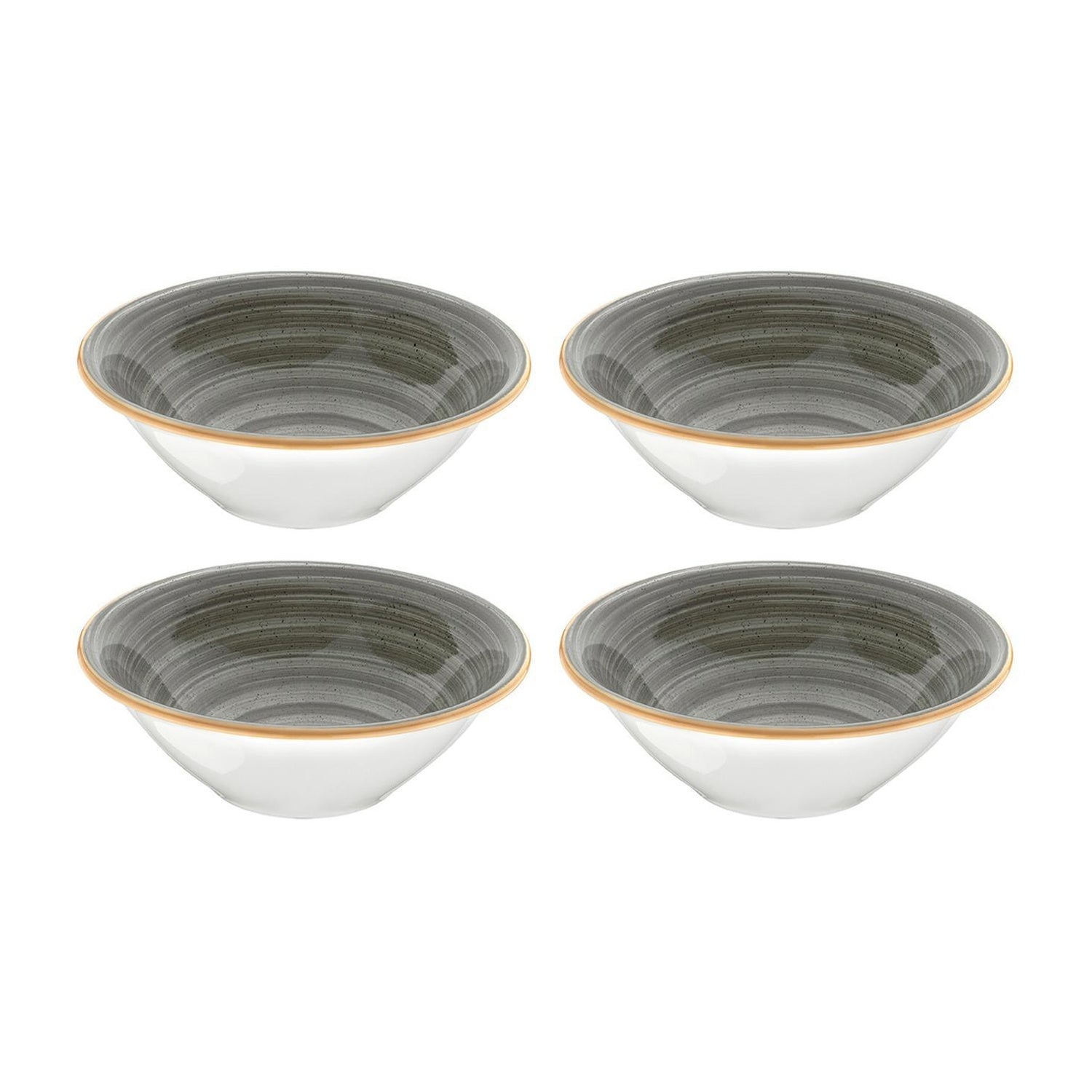 Bonna China Gris dia.6.25" h:2" 13 oz. Round Grey Porcelain Bowl (Set of 4)