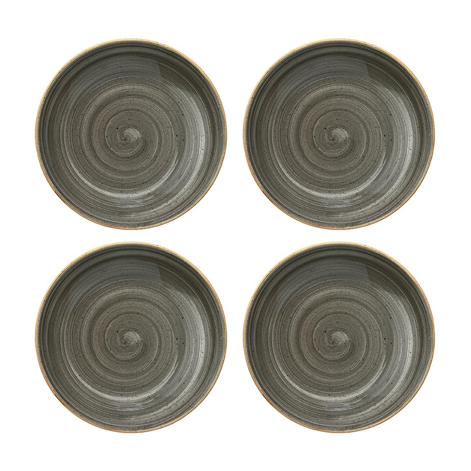 Bonna China Gris dia.8" h:1.5" 17 oz. Round Grey Porcelain Bowl (Set of 4)