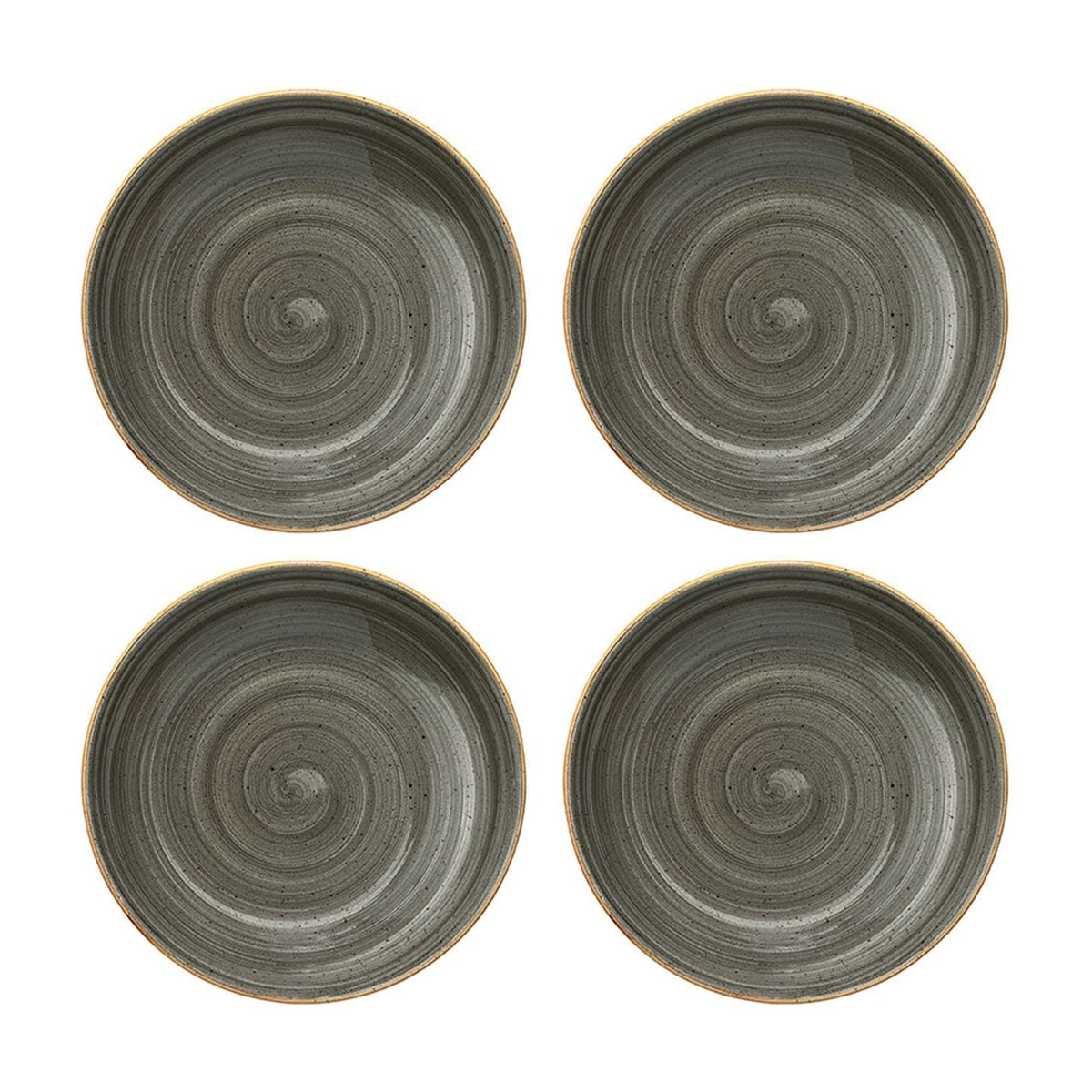 Bonna China Gris dia.8" h:1.5" 17 oz. Round Grey Porcelain Bowl (Set of 4)