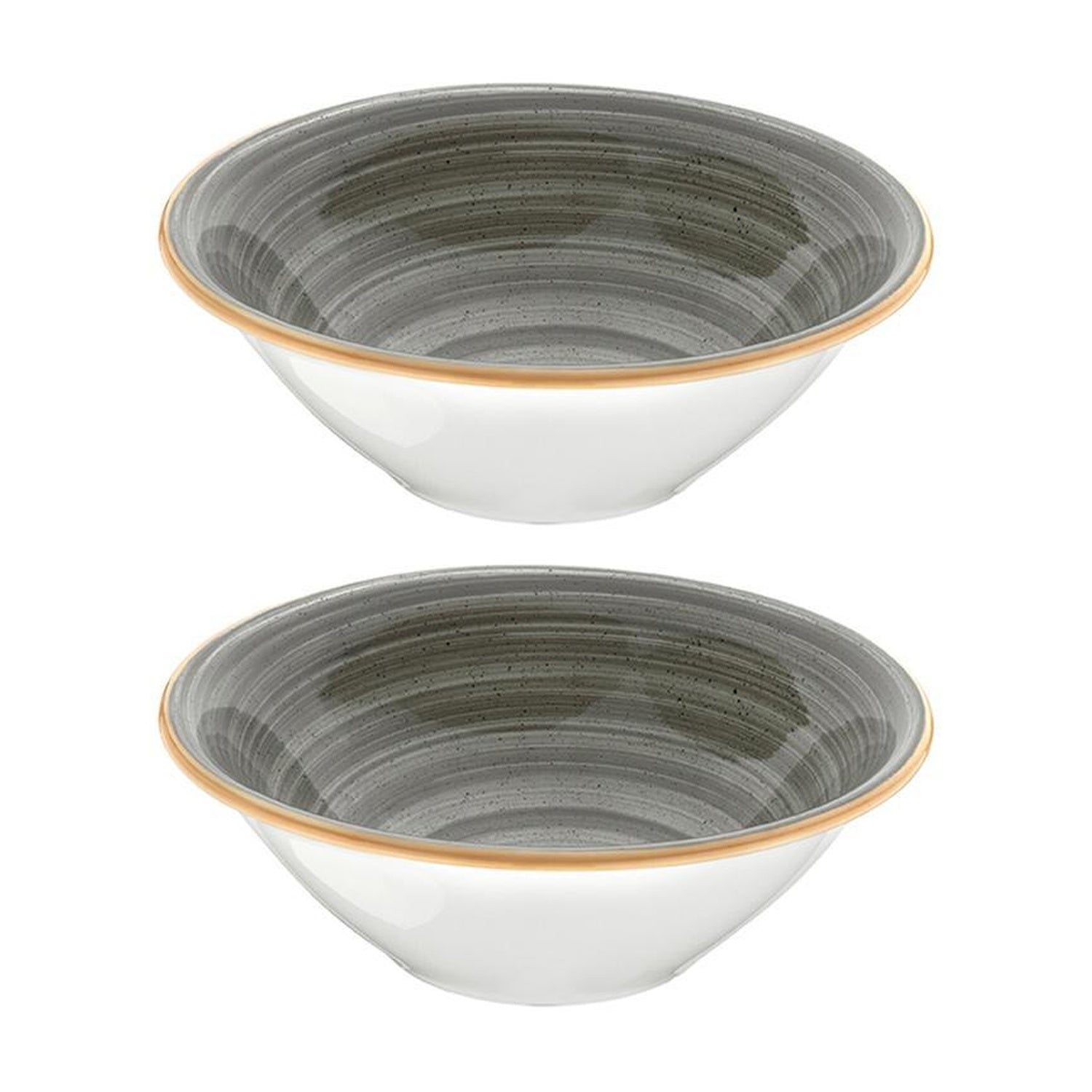 Bonna China Gris dia.8" h:2.5" 30 oz. Round Grey Porcelain Bowl (Set of 2)