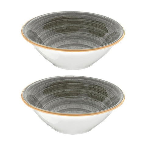 Bonna China Gris dia.8" h:2.5" 30 oz. Round Grey Porcelain Bowl (Set of 2)