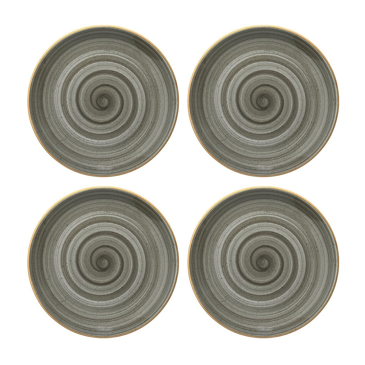 Bonna China Gris dia.8.25"  Round Grey Porcelain Plate (Set of 4)