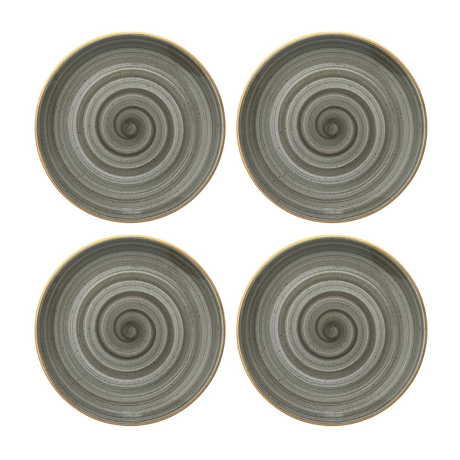 Bonna China Gris dia.12"  Round Grey Porcelain Plate (Set of 4)