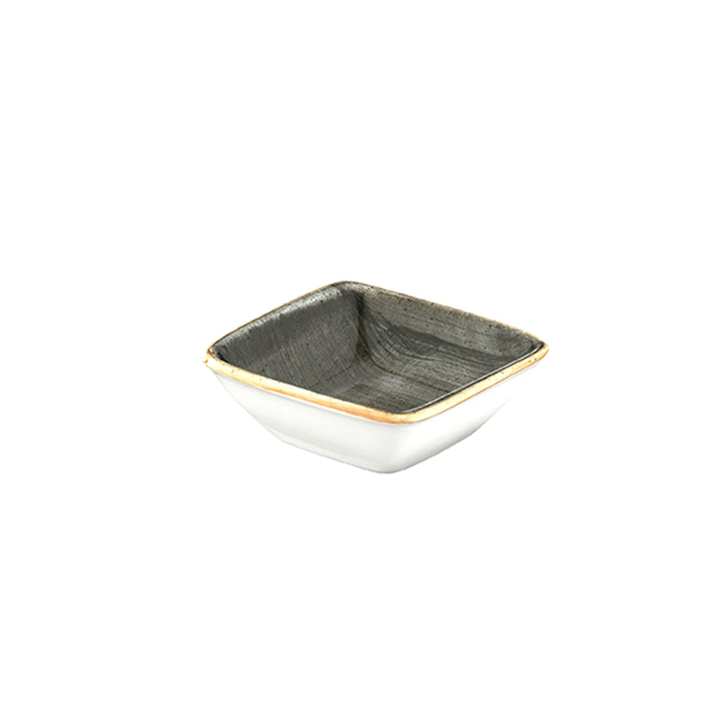 Bonna China Gris 3.5" x 3.5" x h:1.25" 1 oz. Square Grey Porcelain Ramekin (Set of 4)