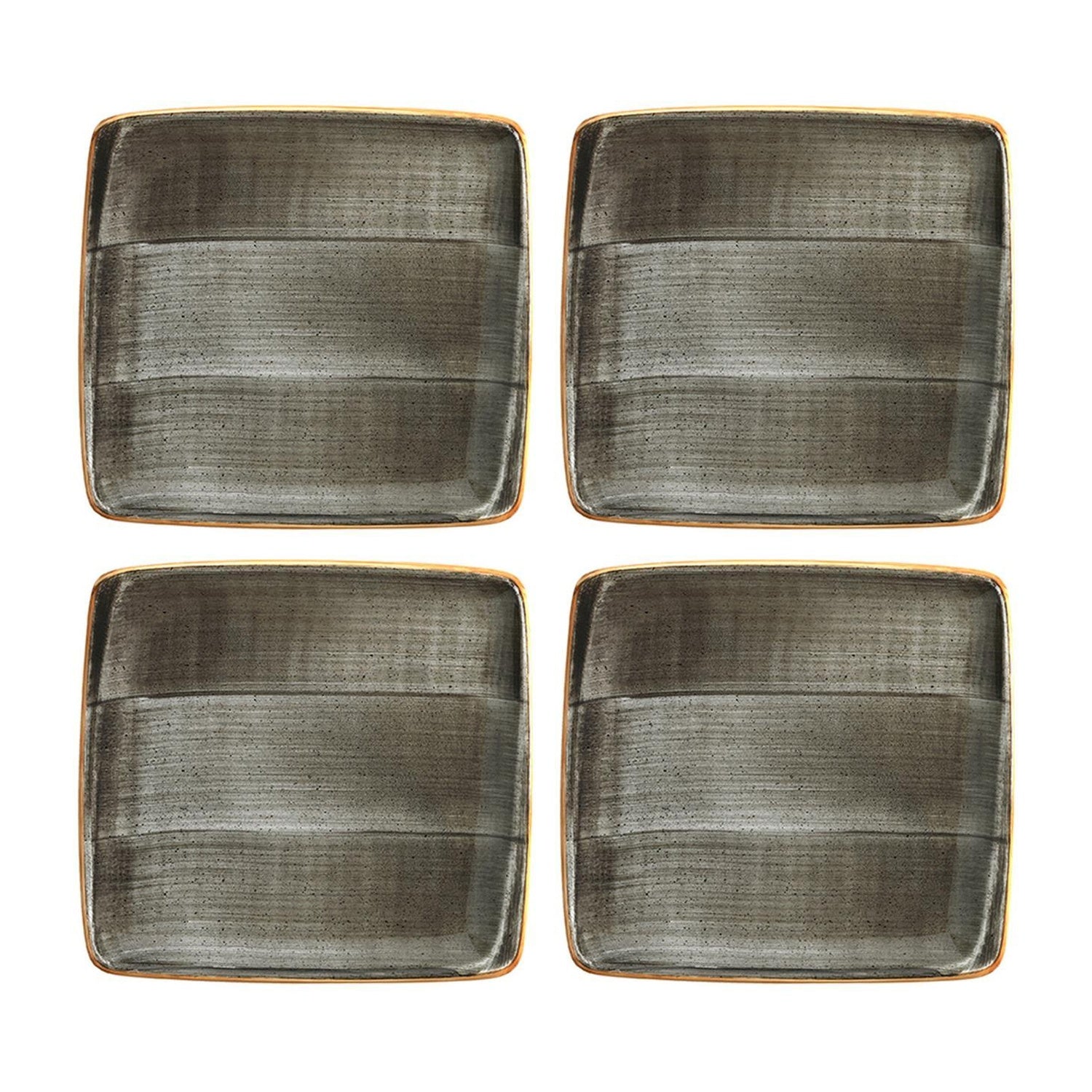 Bonna China Gris 6.25" x 5.75"  Square Grey Porcelain Plate (Set of 4)