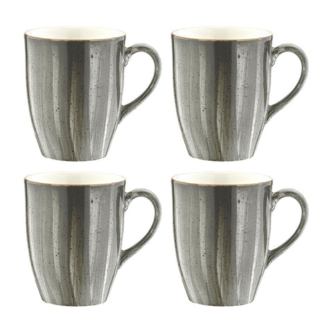 Bonna China Gris dia.3.25" h:4.25" 11 oz. Round Grey Porcelain Mug (Set of 4)