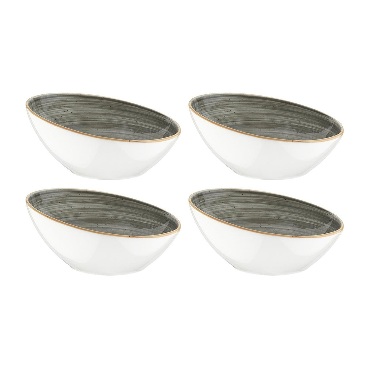 Bonna China Gris dia.6.5" h:3" 12 oz. Round Grey Porcelain Bowl (Set of 4)