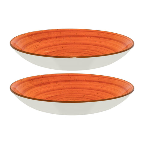 Bonna China Sienna dia.10" h:2" 44 oz. Round Terracotta Porcelain Bowl (Set of 2)