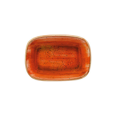 Bonna China Sienna 4.75" x 3.25" x h:1" 4 oz. Rectangular Terracotta Porcelain Deep Plate (Set of 2)