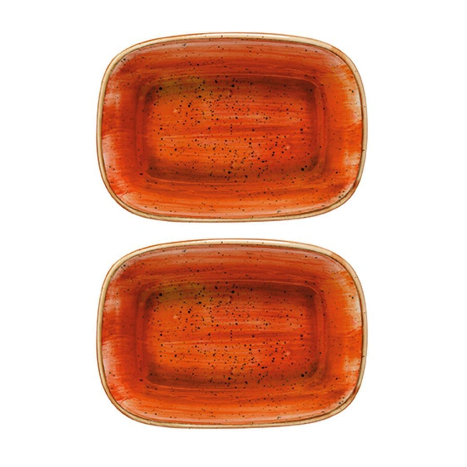 Bonna China Sienna 4.75" x 3.25" x h:1" 4 oz. Rectangular Terracotta Porcelain Deep Plate (Set of 2)