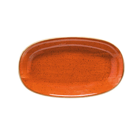 Bonna China Sienna 6" x 3.5" x h:0.75" Oval Terracotta Porcelain Platter (Set of 2)