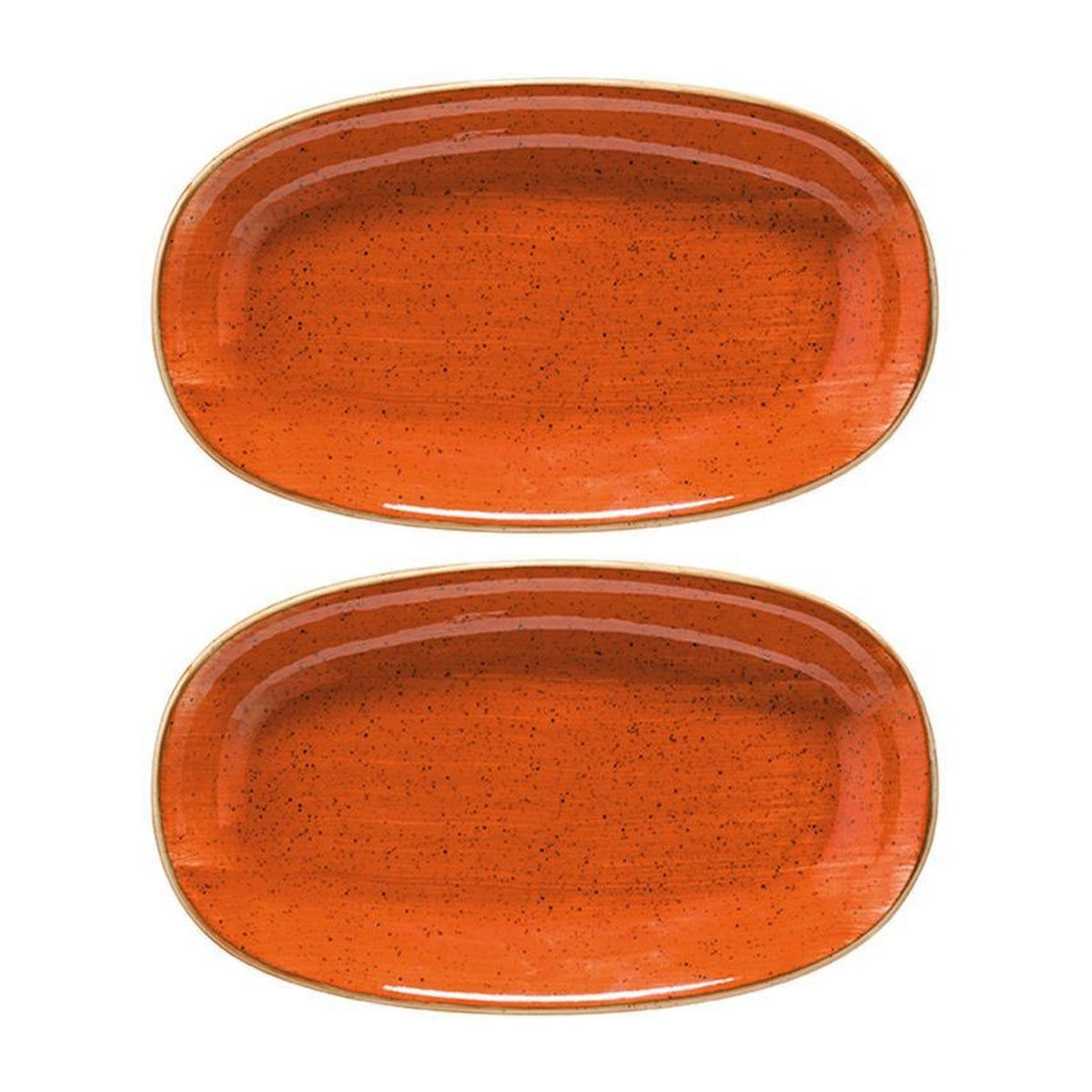 Bonna China Sienna 6" x 3.5" x h:0.75" Oval Terracotta Porcelain Platter (Set of 2)