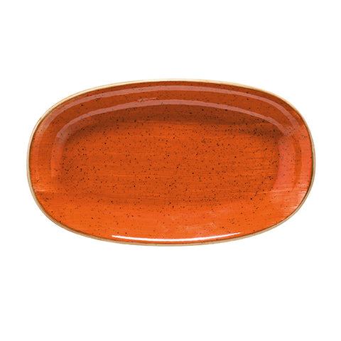 Bonna China Sienna 7.5" x 4.25" x h:1" Oval Terracotta Porcelain Platter (Set of 2)