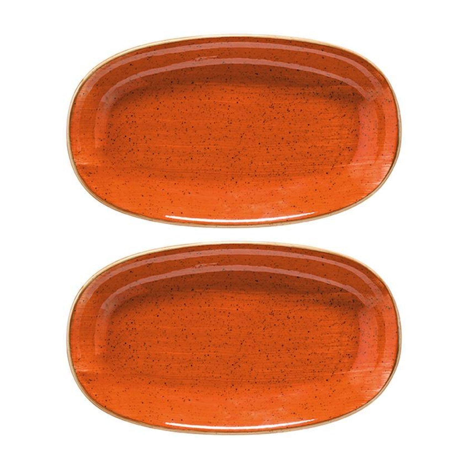 Bonna China Sienna 7.5" x 4.25" x h:1" Oval Terracotta Porcelain Platter (Set of 2)