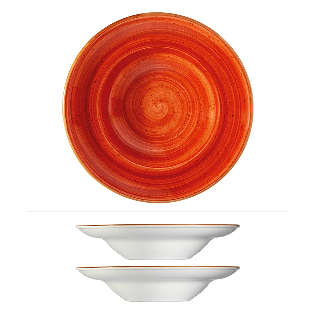 Bonna China Sienna dia.9.5" h:2" 14 oz. Round Terracotta Porcelain Bowl (Set of 2)