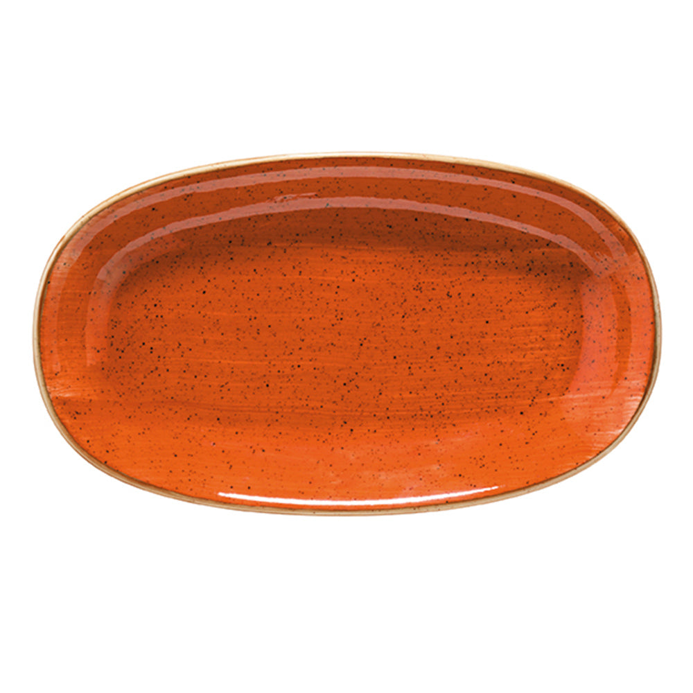 Bonna China Sienna 9.5" x 5.5" x h:1.25" Oval Terracotta Porcelain Platter (Set of 2)