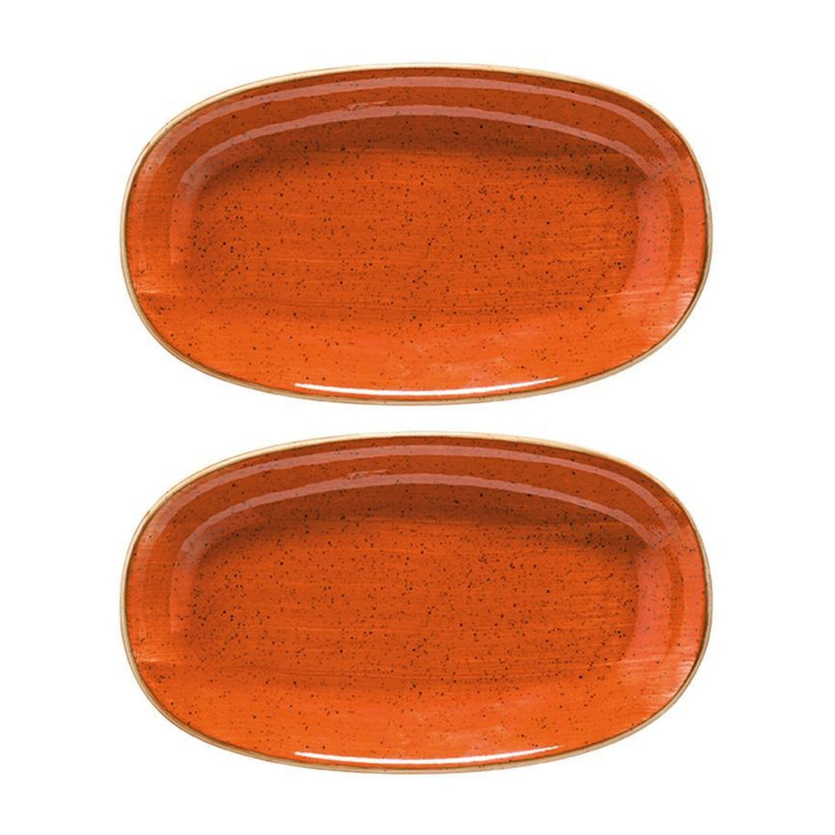 Bonna China Sienna 9.5" x 5.5" x h:1.25" Oval Terracotta Porcelain Platter (Set of 2)