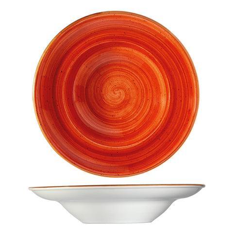 Bonna China Sienna dia.10.75" h:2.25" 16 oz. Round Terracotta Porcelain Bowl (Set of 2)