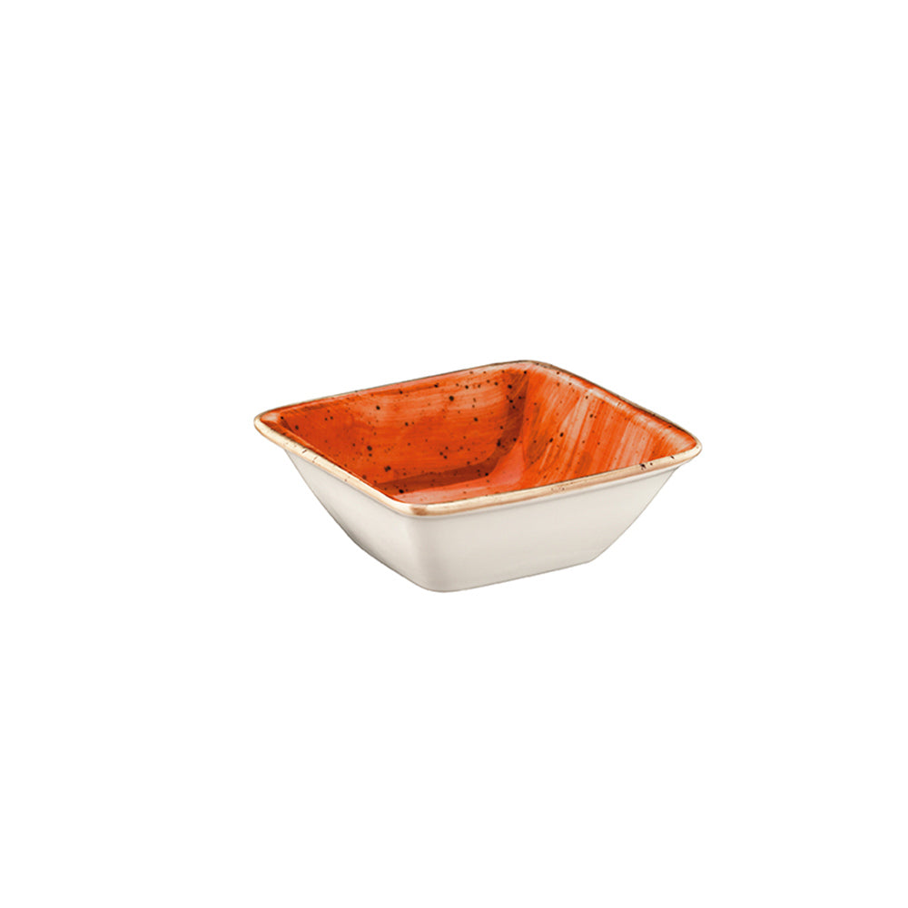 Bonna China Sienna 3.5" x 3.5" x h:1.25" 1 oz. Square Terracotta Porcelain Ramekin (Set of 4)