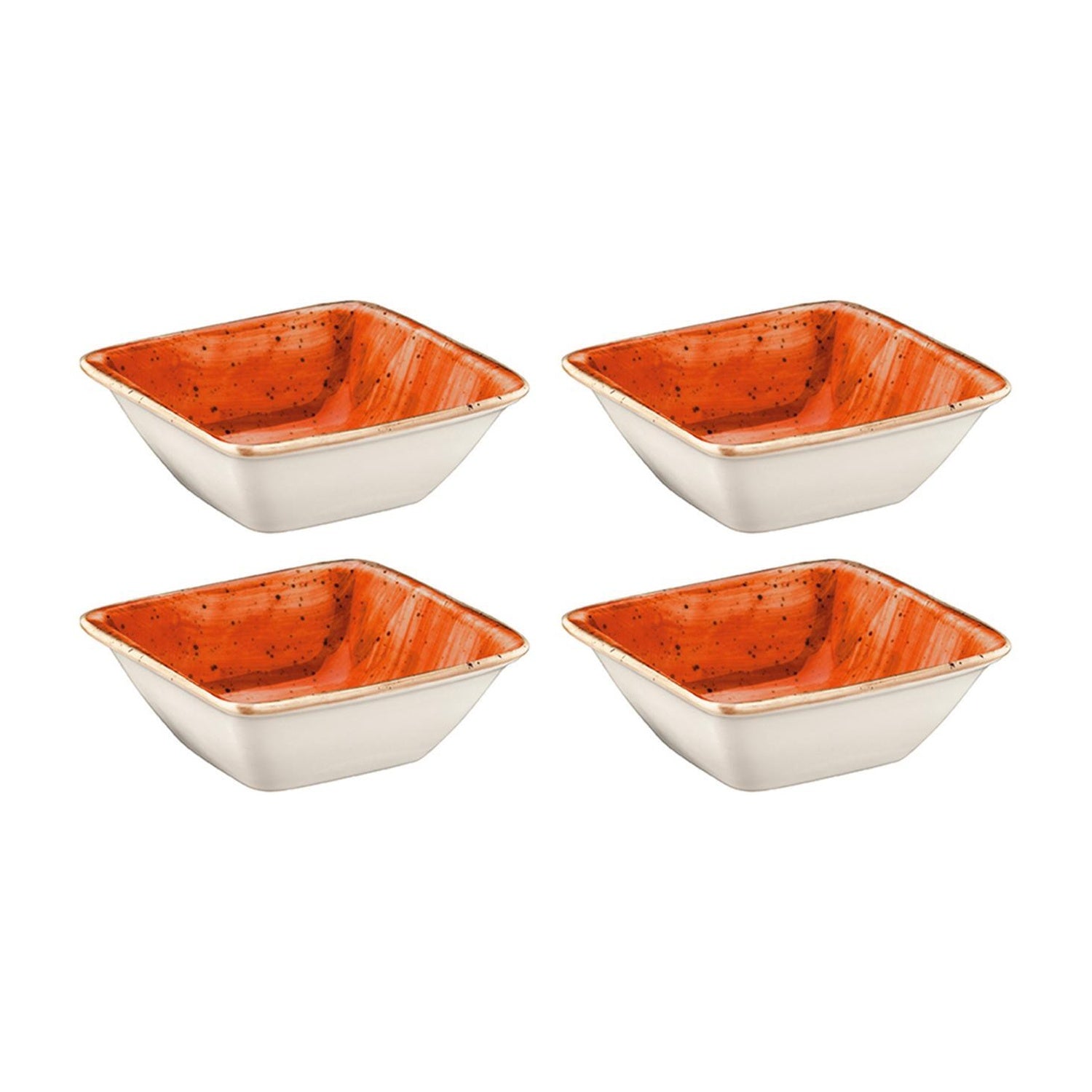 Bonna China Sienna 3.5" x 3.5" x h:1.25" 1 oz. Square Terracotta Porcelain Ramekin (Set of 4)