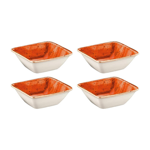 Bonna China Sienna 3.5" x 3.5" x h:1.25" 1 oz. Square Terracotta Porcelain Ramekin (Set of 4)