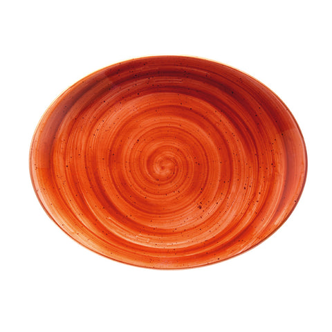 Bonna China Sienna 12.25" x 9.5" x h:1" Oval Terracotta Porcelain Platter