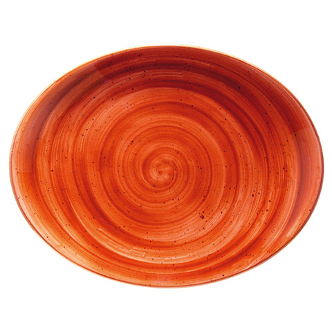 Bonna China Sienna 14.25" x 11" x h:1.25" Oval Terracotta Porcelain Platter