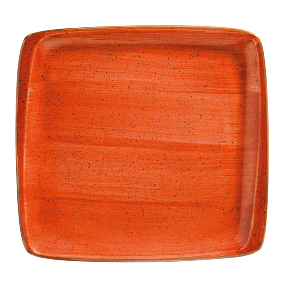 Bonna China Sienna 12.75" x 12" x h:0.75" Square Terracotta Porcelain Platter