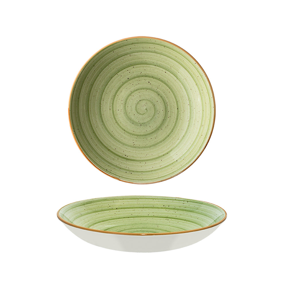 Bonna China Natura dia.9" h:2" 34 oz. Round Green Porcelain Bowl (Set of 4)