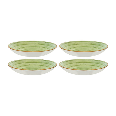 Bonna China Natura dia.9" h:2" 34 oz. Round Green Porcelain Bowl (Set of 4)