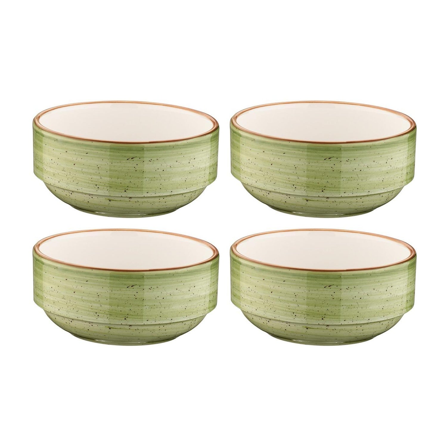 Bonna China Natura dia.4.75" h:2" 12 oz. Round Green Porcelain Bowl (Set of 4)