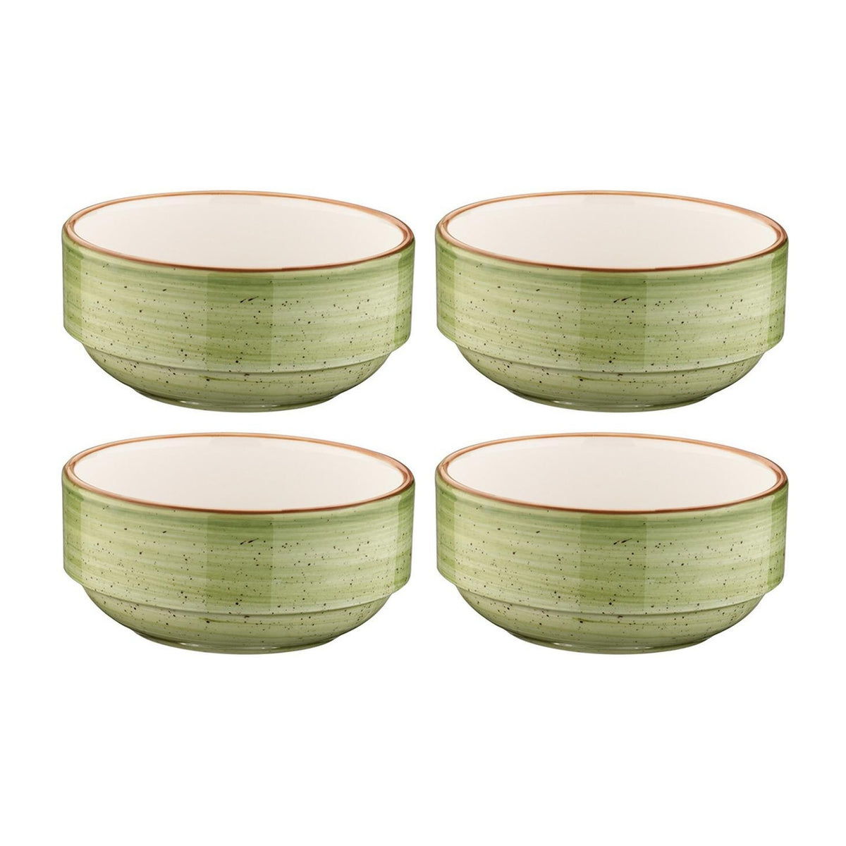 Bonna China Natura dia.4.75" h:2" 12 oz. Round Green Porcelain Bowl (Set of 4)