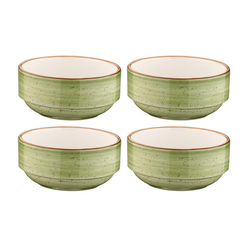 Bonna China Natura dia.4.75" h:2" 12 oz. Round Green Porcelain Bowl (Set of 4)