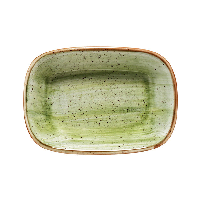 Bonna China Natura 5.5" x 4" x h:1.25" 7 oz. Rectangular Green Porcelain Deep Plate (Set of 2)