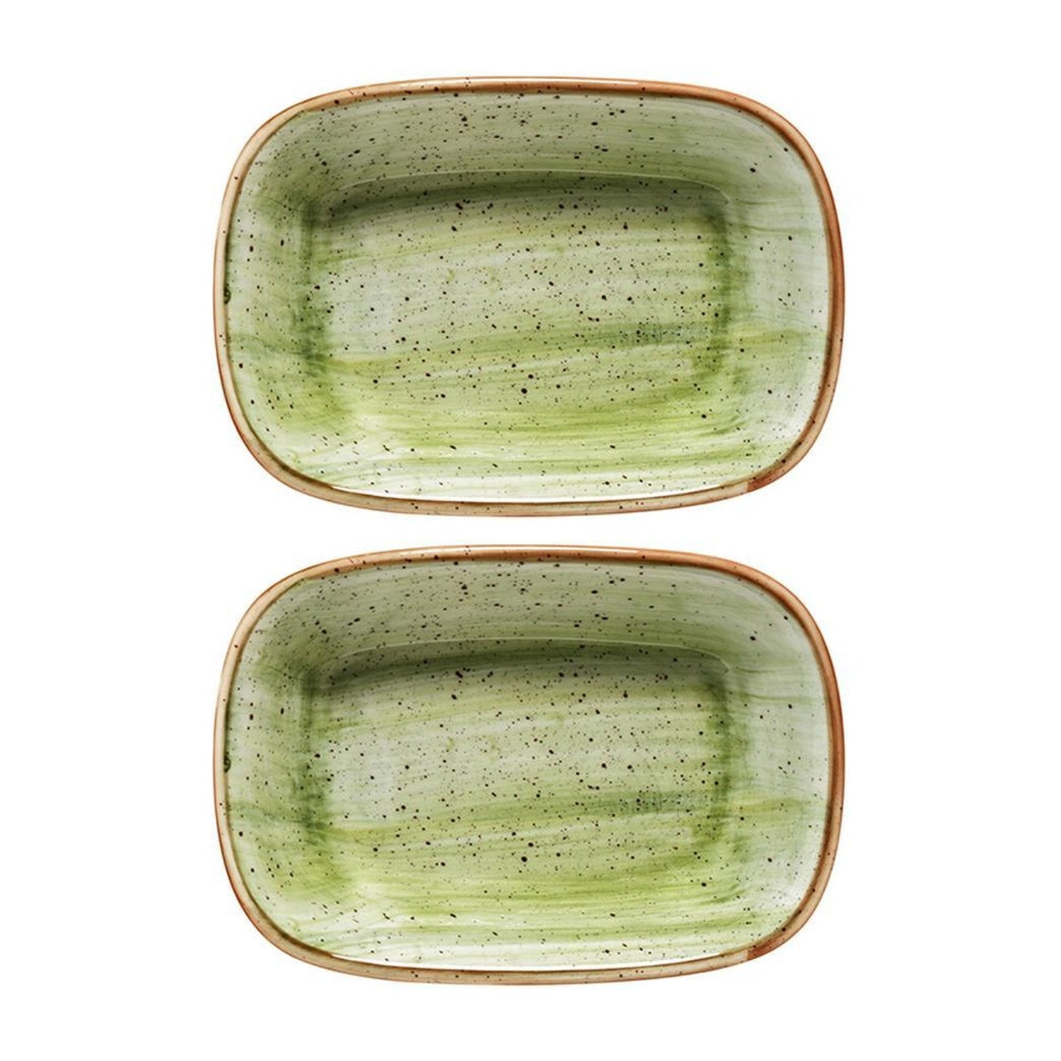 Bonna China Natura 5.5" x 4" x h:1.25" 7 oz. Rectangular Green Porcelain Deep Plate (Set of 2)