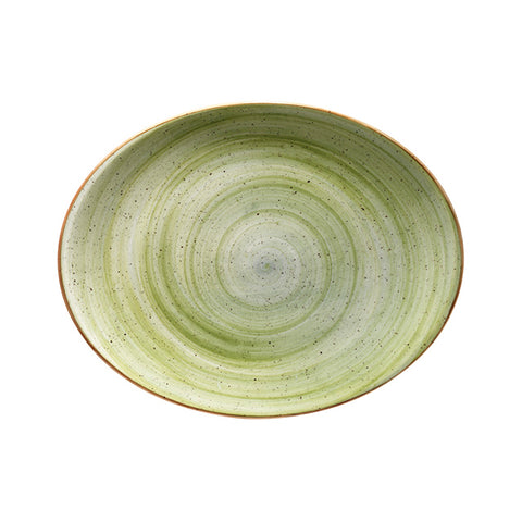 Bonna China Natura 12.25" x 9.5" x h:1" Oval Green Porcelain Platter